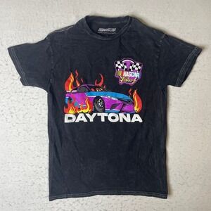 NASCAR Daytona Graphic T Shirt‎ Black Washed Cotton Short Sleeve Size S